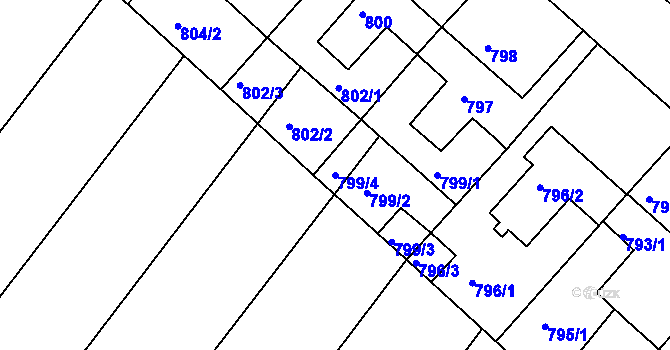 Parcela st. 799/4 v KÚ Troubsko, Katastrální mapa
