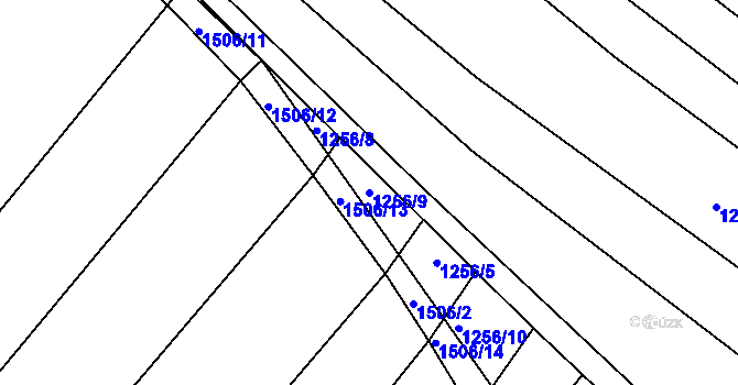Parcela st. 1256/9 v KÚ Troubsko, Katastrální mapa