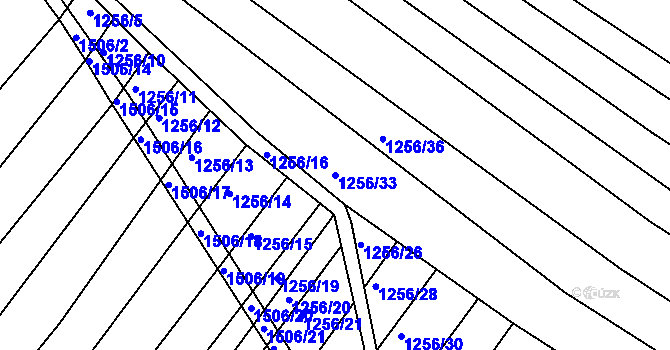 Parcela st. 1256/33 v KÚ Troubsko, Katastrální mapa