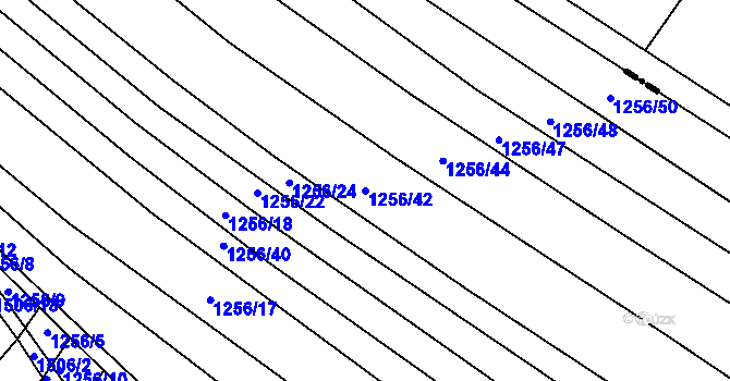 Parcela st. 1256/42 v KÚ Troubsko, Katastrální mapa