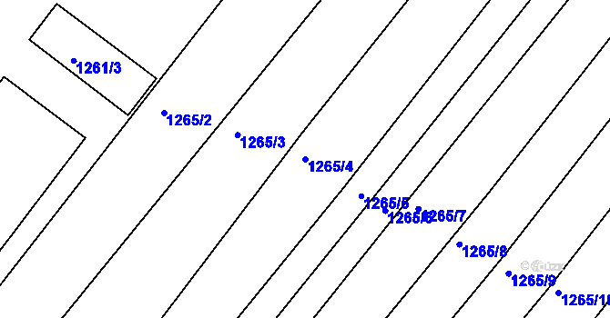 Parcela st. 1265/4 v KÚ Troubsko, Katastrální mapa