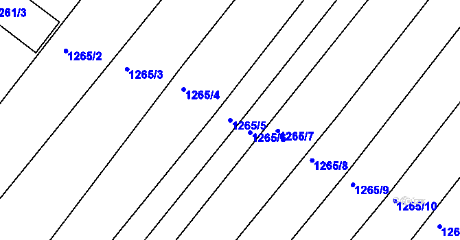 Parcela st. 1265/5 v KÚ Troubsko, Katastrální mapa