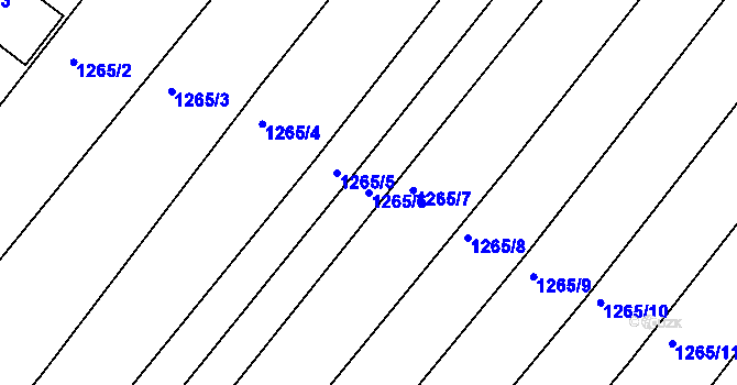 Parcela st. 1265/6 v KÚ Troubsko, Katastrální mapa