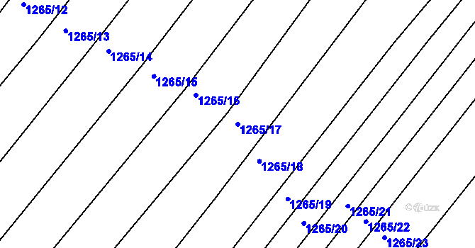 Parcela st. 1265/17 v KÚ Troubsko, Katastrální mapa