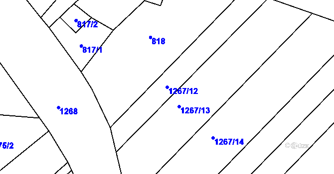 Parcela st. 1267/12 v KÚ Troubsko, Katastrální mapa