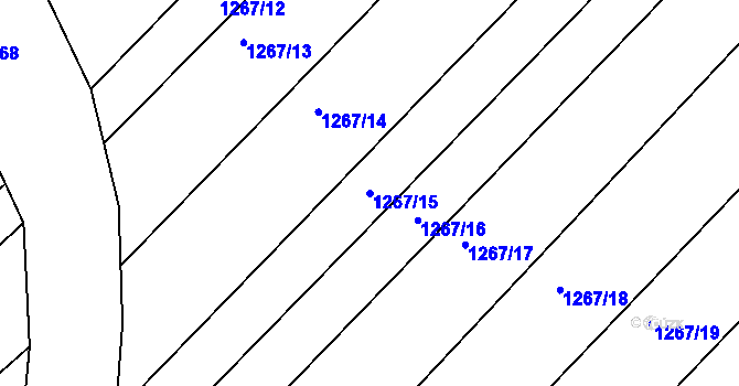 Parcela st. 1267/15 v KÚ Troubsko, Katastrální mapa