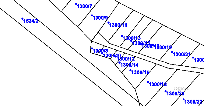 Parcela st. 1300/10 v KÚ Troubsko, Katastrální mapa