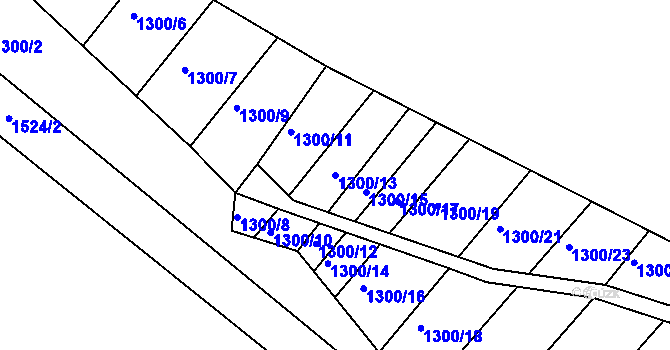 Parcela st. 1300/13 v KÚ Troubsko, Katastrální mapa