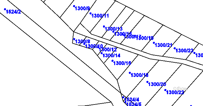 Parcela st. 1300/14 v KÚ Troubsko, Katastrální mapa
