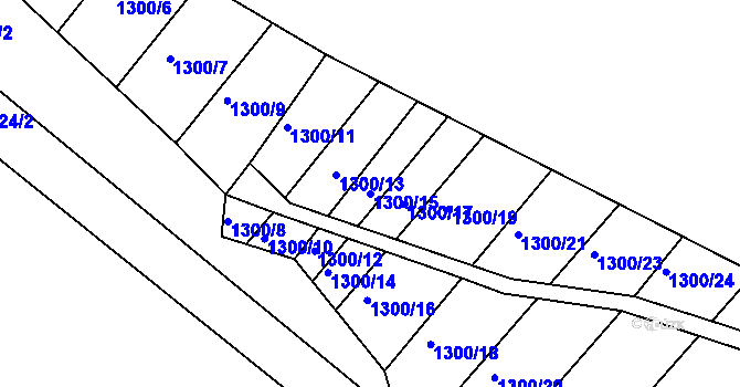 Parcela st. 1300/15 v KÚ Troubsko, Katastrální mapa