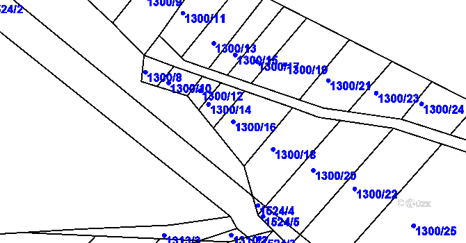Parcela st. 1300/16 v KÚ Troubsko, Katastrální mapa