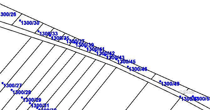 Parcela st. 1300/43 v KÚ Troubsko, Katastrální mapa