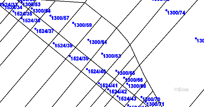 Parcela st. 1300/63 v KÚ Troubsko, Katastrální mapa