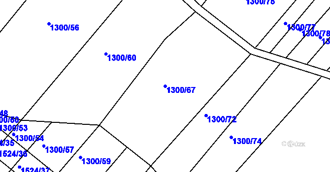 Parcela st. 1300/67 v KÚ Troubsko, Katastrální mapa