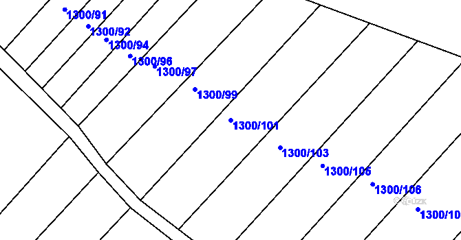 Parcela st. 1300/101 v KÚ Troubsko, Katastrální mapa