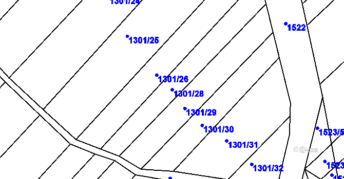 Parcela st. 1301/28 v KÚ Troubsko, Katastrální mapa