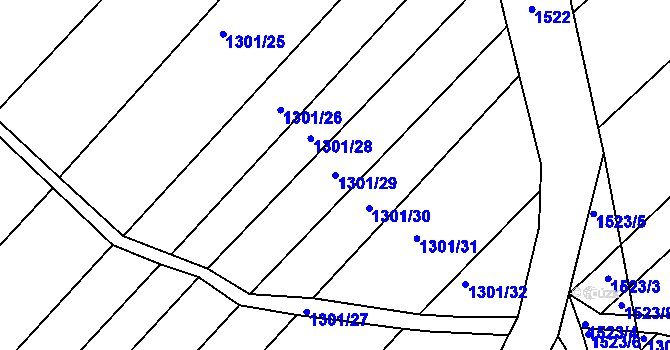 Parcela st. 1301/29 v KÚ Troubsko, Katastrální mapa