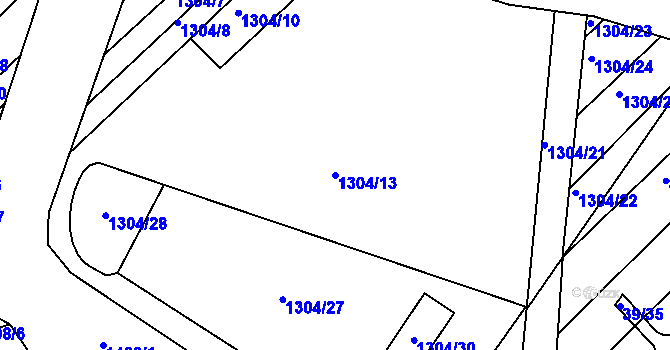 Parcela st. 1304/13 v KÚ Troubsko, Katastrální mapa