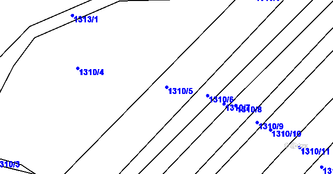 Parcela st. 1310/5 v KÚ Troubsko, Katastrální mapa