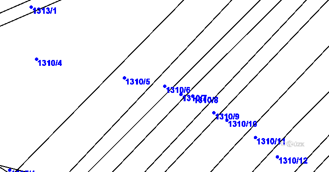 Parcela st. 1310/6 v KÚ Troubsko, Katastrální mapa