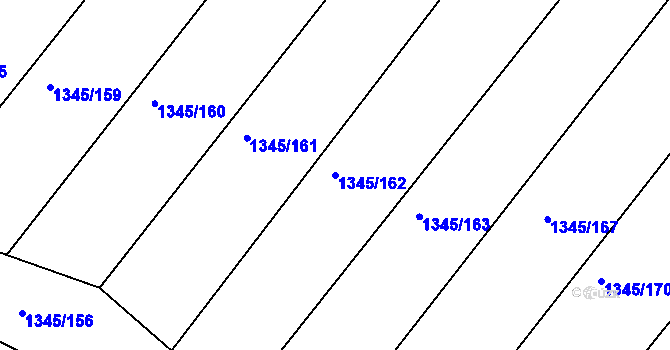 Parcela st. 1345/162 v KÚ Troubsko, Katastrální mapa