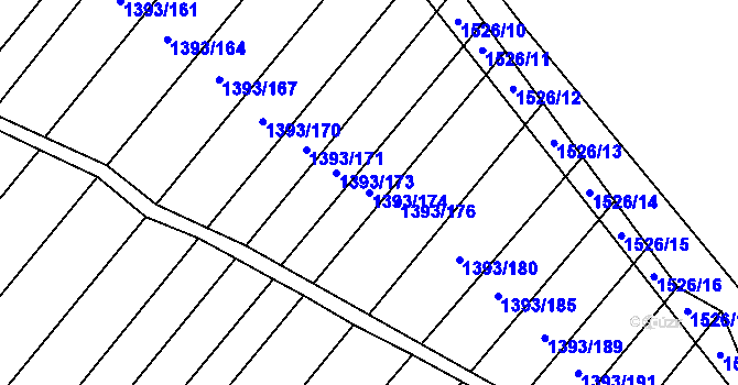 Parcela st. 1393/174 v KÚ Troubsko, Katastrální mapa