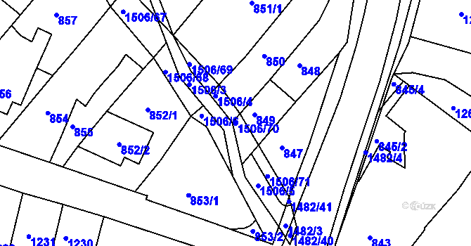 Parcela st. 1506/70 v KÚ Troubsko, Katastrální mapa
