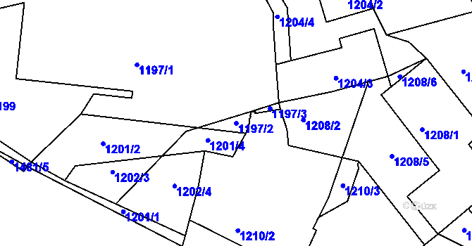 Parcela st. 1197/2 v KÚ Troubsko, Katastrální mapa