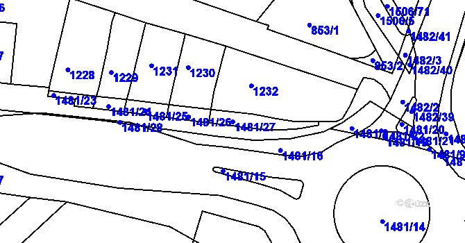 Parcela st. 1481/27 v KÚ Troubsko, Katastrální mapa