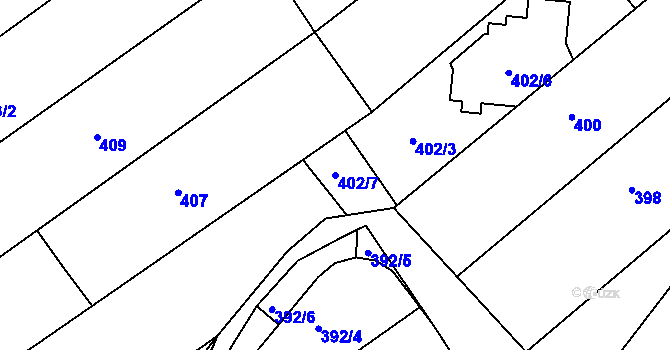 Parcela st. 402/7 v KÚ Troubsko, Katastrální mapa