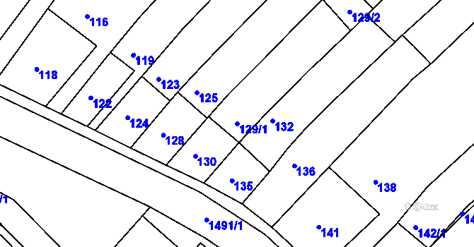 Parcela st. 129/1 v KÚ Troubsko, Katastrální mapa
