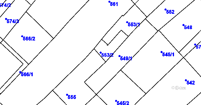 Parcela st. 553/2 v KÚ Troubsko, Katastrální mapa