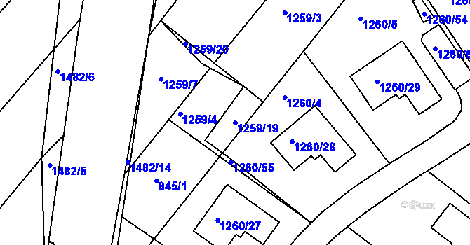 Parcela st. 1259/19 v KÚ Troubsko, Katastrální mapa