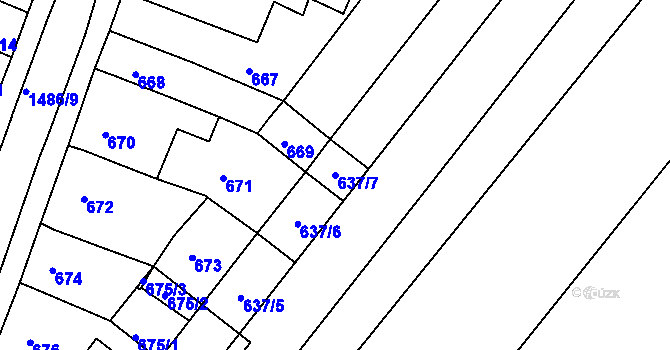 Parcela st. 637/7 v KÚ Troubsko, Katastrální mapa