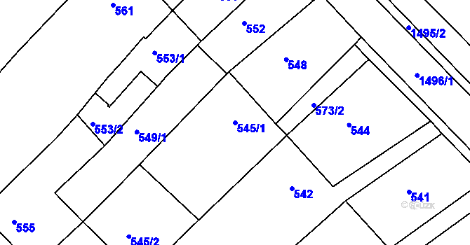 Parcela st. 545/1 v KÚ Troubsko, Katastrální mapa
