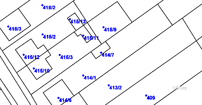 Parcela st. 414/7 v KÚ Troubsko, Katastrální mapa