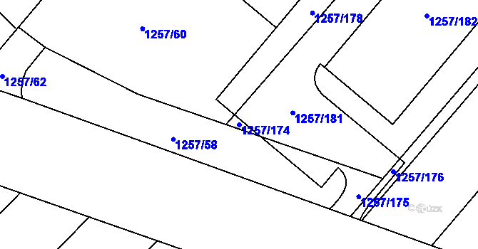 Parcela st. 1257/174 v KÚ Troubsko, Katastrální mapa