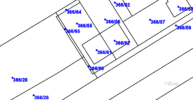Parcela st. 366/61 v KÚ Troubsko, Katastrální mapa