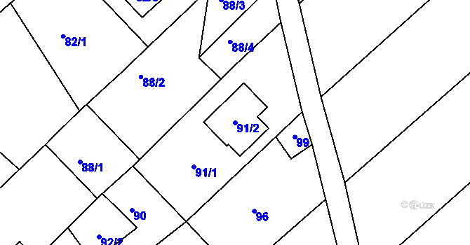 Parcela st. 91/2 v KÚ Troubsko, Katastrální mapa