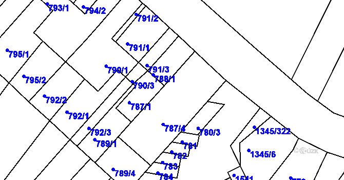 Parcela st. 788/4 v KÚ Troubsko, Katastrální mapa