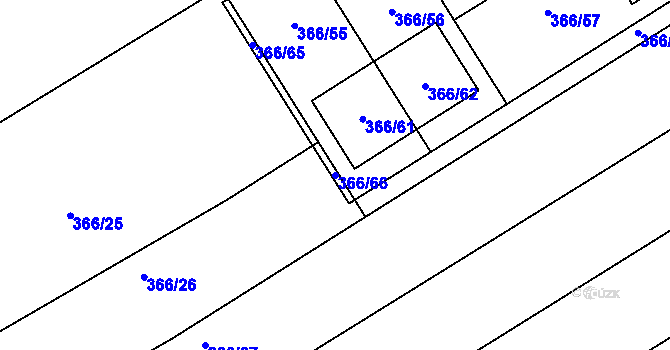 Parcela st. 366/66 v KÚ Troubsko, Katastrální mapa