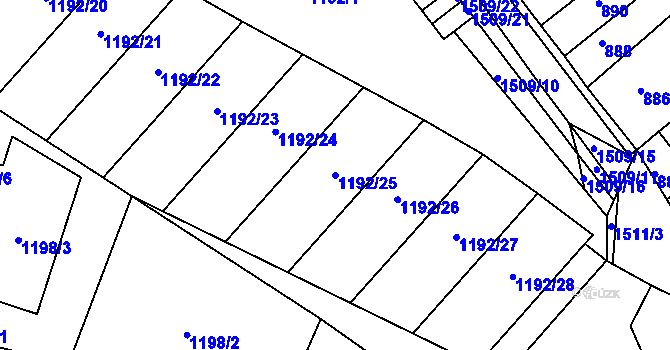 Parcela st. 1192/25 v KÚ Troubsko, Katastrální mapa