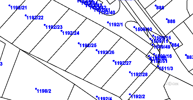Parcela st. 1192/26 v KÚ Troubsko, Katastrální mapa