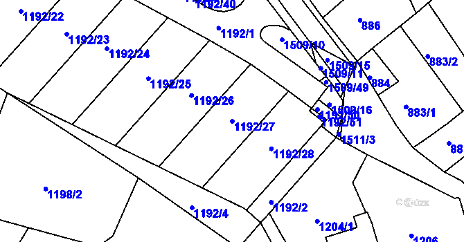Parcela st. 1192/27 v KÚ Troubsko, Katastrální mapa