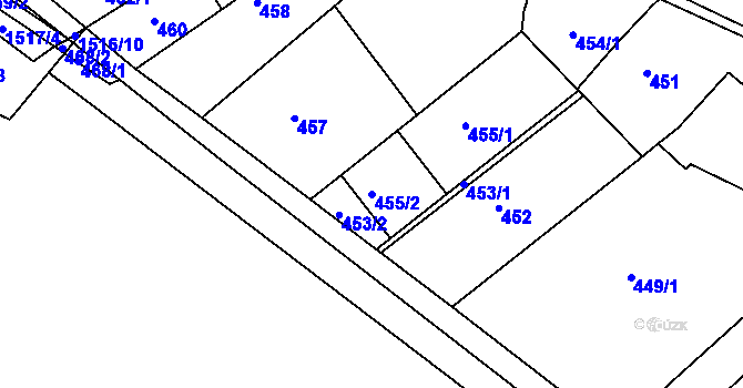 Parcela st. 455/2 v KÚ Troubsko, Katastrální mapa