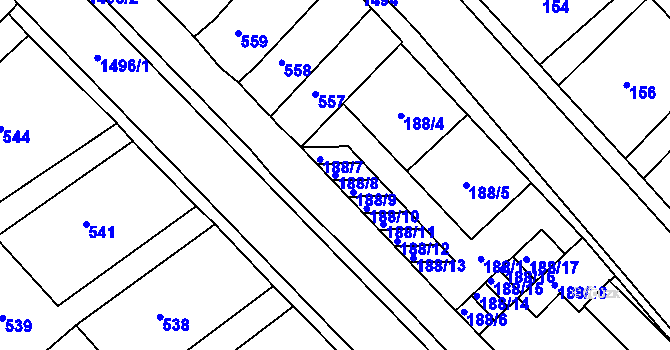 Parcela st. 188/8 v KÚ Troubsko, Katastrální mapa