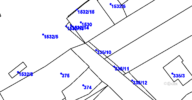 Parcela st. 335/10 v KÚ Troubsko, Katastrální mapa
