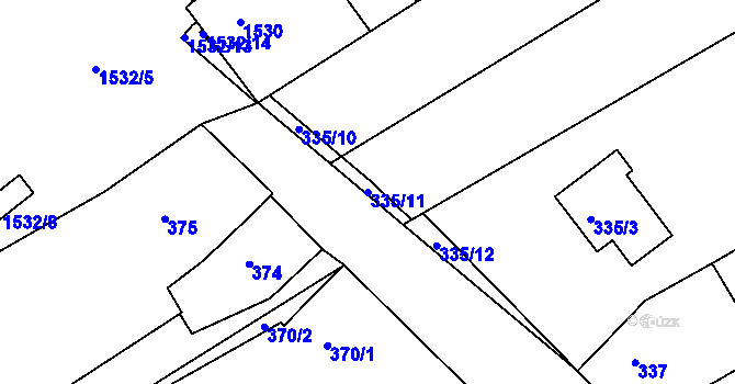 Parcela st. 335/11 v KÚ Troubsko, Katastrální mapa