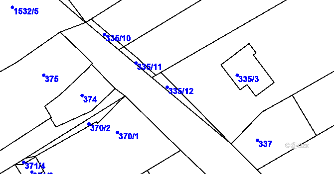 Parcela st. 335/12 v KÚ Troubsko, Katastrální mapa