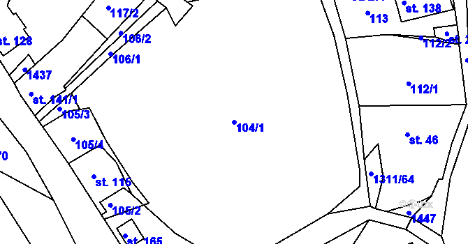 Parcela st. 104/1 v KÚ Trpín, Katastrální mapa